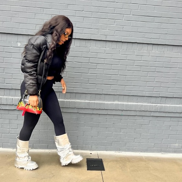 Azalea Wang  Silver Combat Boots - Picture 2 of 11